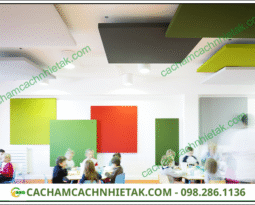 Thi công tiêu âm trần với tấm tiêu âm AK Fabric